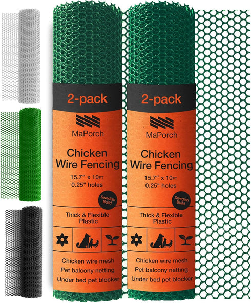 Maporch Plastic Chicken Wire Fencing for Pet Protection - 15.7" x 10ft,