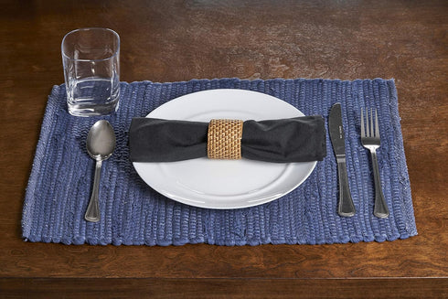 LR Home Solid Deep Blue Place Mat, 1'-1" X 1'-7"