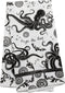 Karma Gifts KA101944 Black and White Boho Tea Towel, Cotton, Octopus 18" x 22"