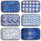 Selamica Ceramic 8 Inch Rectangular Salad Plates, Set of 6, Microwave/Oven/Dishwasher Safe Dinner Plates in Vintage Blue