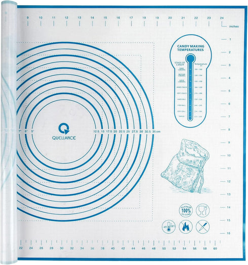 Silicone Baking Mat with Measurements, Pastry/Fondant/Dough Rolling Counter/Oven Liner Mat, 20''(W) x 28''(L) Blue