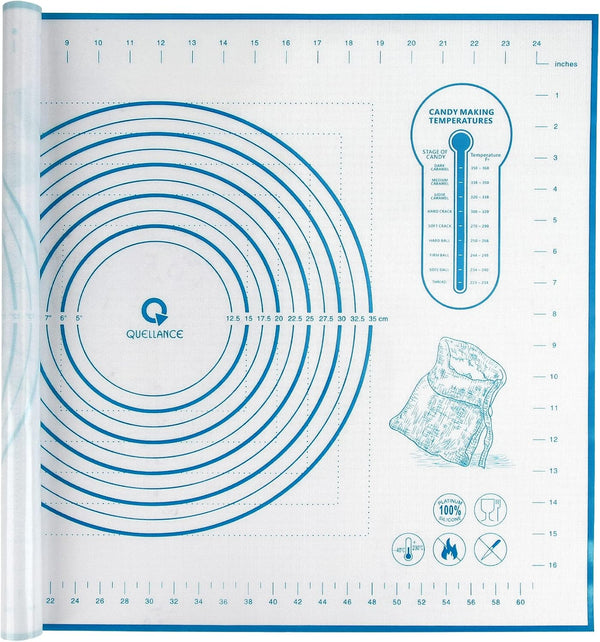 Silicone Baking Mat with Measurements, Pastry/Fondant/Dough Rolling Counter/Oven Liner Mat, 20''(W) x 28''(L) Blue