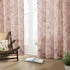 96 Inch 2 Set Pink Linen Floral Curtains Panel for Living Room Semi Sheer Light Filtering Window Curtains Blush Flower