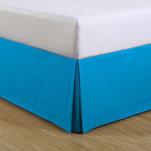 FRESH IDEAS Kids Twin Bed Skirt - Lux Hotel Tailored Microfiber Bedskirt, Classic 14" Drop Length, Blue