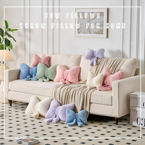 12 9inch XIAIJIA Bow Pillow Decorative Pillows Aesthetic Home Decor Soft Seat Cushions Cute Throw Pillow for Couch Bow