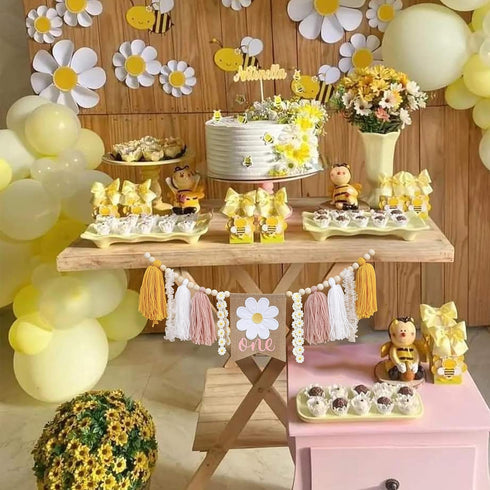 1st Daisy Garland Highchair Banner - Birthday Party Decorations,Girl Birthday Decor Cake Smash,Tassel Daisy One High