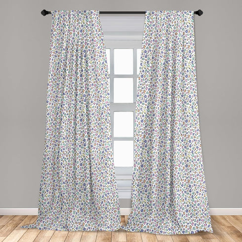 Ambesonne Leopard Print Curtains - Modernized Animal Skin Elements, 2 Panel Set for Living Room Bedroom, 28" x 63"