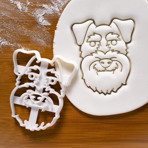 Set of 2 Mini Schnauzer Cookie Cutters (Body & Face Designs), 2 Pieces - Bakerlogy