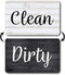 Black & White Wood Clean Dirty Magnet for Dishwasher, Reversible Sign Indicator for Rustic Farmhouse Kitchen Decor