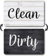 Black & White Wood Clean Dirty Magnet for Dishwasher, Reversible Sign Indicator for Rustic Farmhouse Kitchen Decor