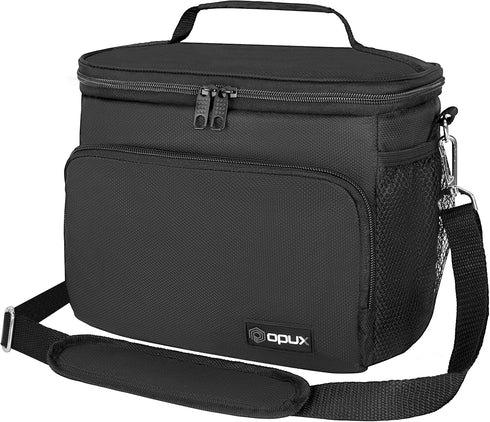 opux Insulated Lunch Bag for Men Women, Soft Lunch Box for Office, School, Picnic, Leakproof Cooler Bag (Black)