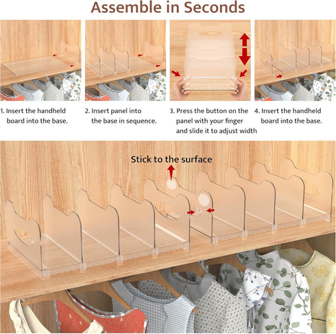 2-Pack Closet, Closet, SURETIVIAN Purse Organizers for Adjustable Small Shelf Divider Rack for Clear Handbag Storage