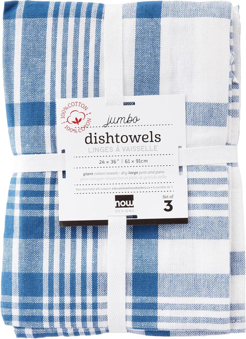 Now Designs Jumbo Dish Towels, Set of 3 - Royal
