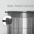 Charcoal Gray Sheer Curtains 45 Inches Long for Kitchen, Pair Set 2 Panels, Light Filtering Dark Grey