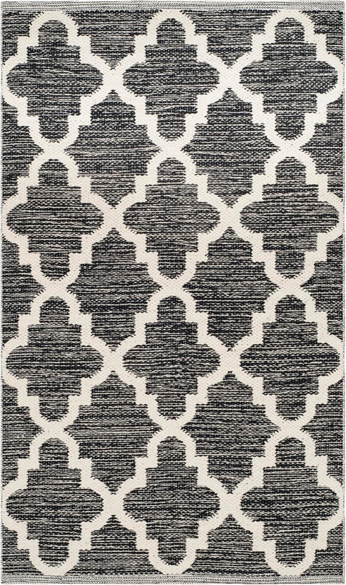 SAFAVIEH Montauk Collection Accent Rug - 2'6" x 4', Black & Ivory, Handmade Cotton for High Traffic Areas