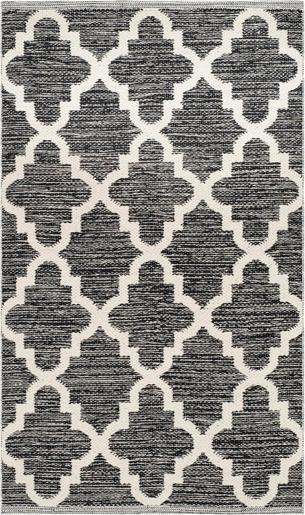 SAFAVIEH Montauk Collection Accent Rug - 2'6" x 4', Black & Ivory, Handmade Cotton for High Traffic Areas