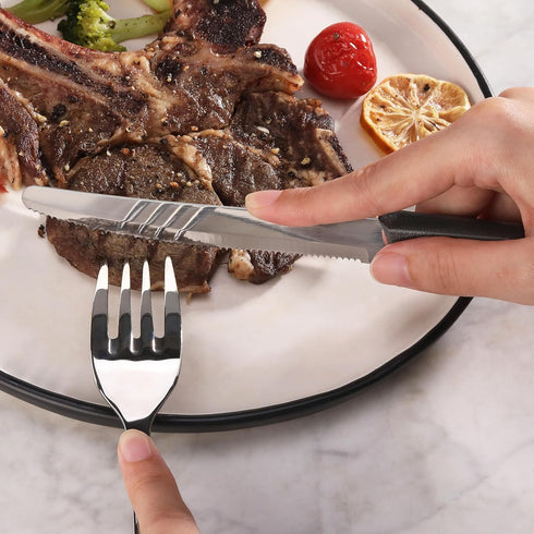 New Star Foodservice 58994 Stainless Steel Steak Knife, 4.5-Inch Rounded Serrated Blade, Set of 12
