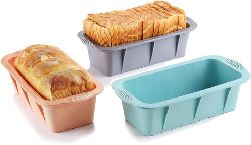 3PCS Silicone Bread Loaf Pan, Non-Stick Easy Release Pans for Baking, Great for Homemade Bread, Cakes, Brownies.