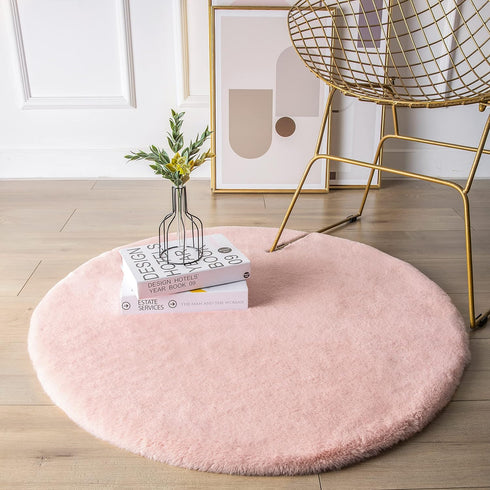 3 3 Ashler HOME DECO Ultra Soft Faux Rabbit Fur Chair Couch Cover Area Rug for Bedroom Floor Sofa Living Room Pink