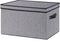 Fabric Storage Boxes, 16.5 x 11.8 x 10.2 Inch with Lids, Decorative Linen Closet Organizers, Large, Gray
