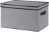 Fabric Storage Boxes, 16.5 x 11.8 x 10.2 Inch with Lids, Decorative Linen Closet Organizers, Large, Gray