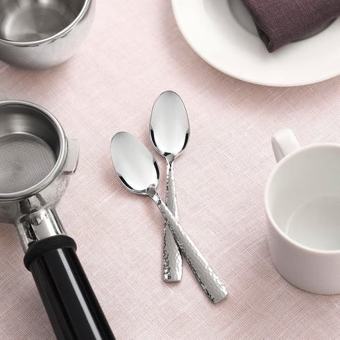 Hudson Essentials 4.6-inch Hammered Demitasse Espresso Spoons, Set of 6, 18/10 Stainless Steel Mini Coffee Spoons