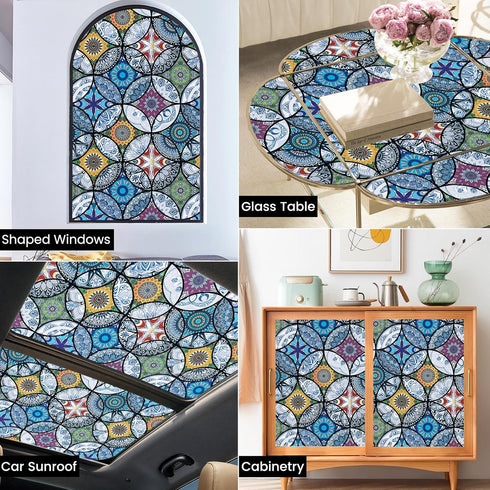 DKTIE Static Cling Decorative Window Film with Installation Tools, Non-Adhesive Privacy Film for Bathroom Shower Door,