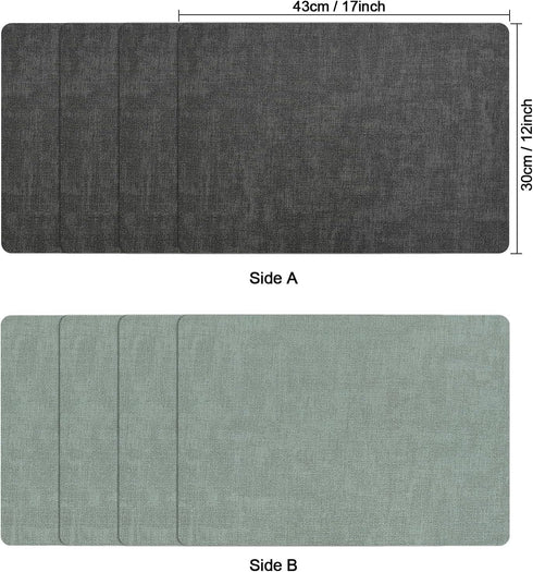 Set 6 Set 6) Myir JUN Placemats Dual Sided, Faux Leather Place Mats of Indoor for Dining Table Non-Slip Washable