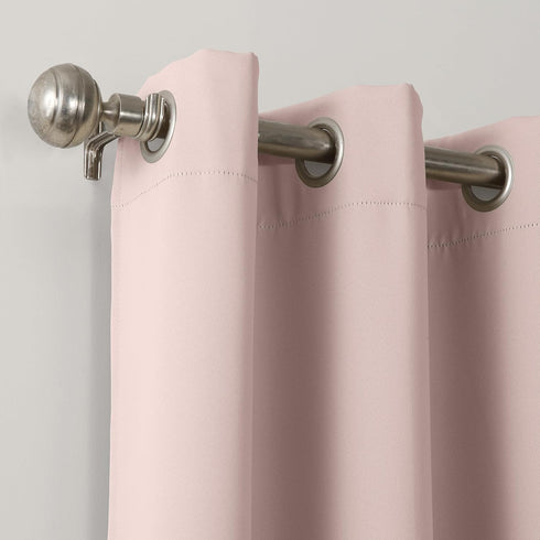 Sun Zero Soho Blackout Energy Efficient Grommet Curtain Single Panel, 54" x 63", Blush Pink