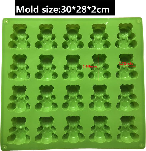 Palksky 20 Cavity Large Gummy Bear Mold, Big Bear Crayon Mold for Brownie Muffin Chocolate and Candy