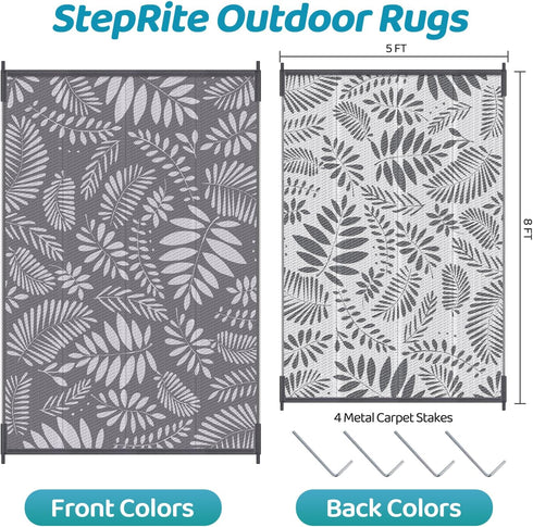 (6'x 9', StepRite Outdoor Rug, Patio Rug, Plastic Straw Camping Rugs, Large Waterproof Area Rug and Mat for Outdoors