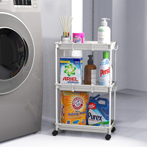 SimpleHouseware Standard Slim 3-Tier Rolling Storage Cart, White