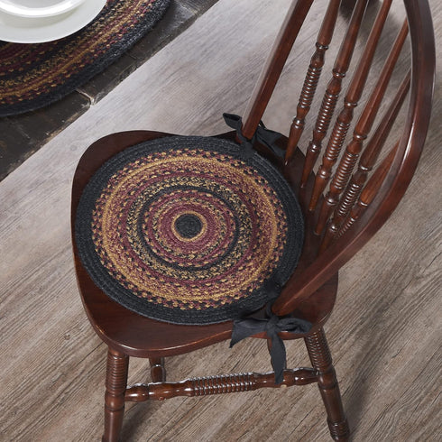 15" VHC Brands Heritage Farms WovenJute Chair Pad with Ties, Round