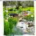 70x70 in Garden Landscape Shower Curtain, Spring Summer Nature Plants Multicolor Flower Rustic Bathroom Decor