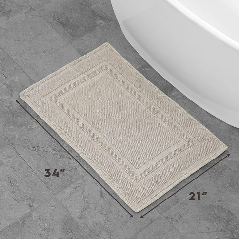 Jean Pierre Stonewash Racetrack Bath Rug - Cotton, Premium Bathroom Decor, Machine Washable, 21" x 34"