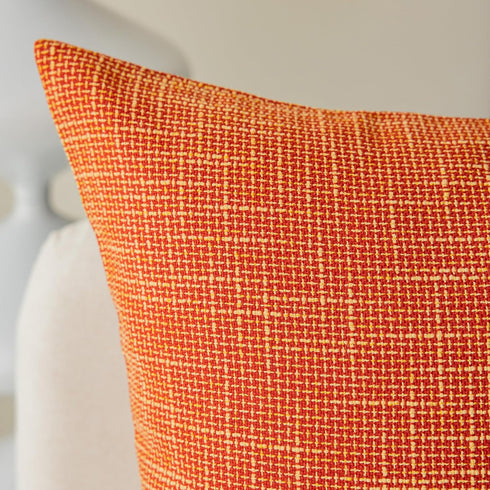 Kevin Textile Fall Pillow Cover Decor, 18"x18" Lined Linen Throw Pillow Cases, Set of 2, Orange
