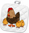 3D Rose Image of Mama Chicken with 3 Baby Chicks Pot Holder, 8 x 8