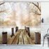 Ambesonne Fall Wooden Foggy Scene Lake River Print Shower Curtain - Extra Long, Beige Brown Taupe