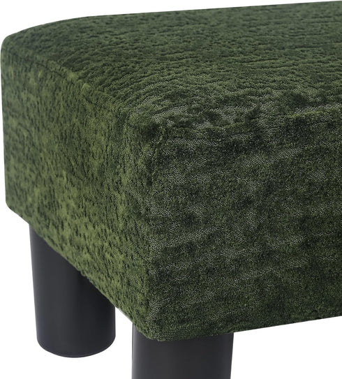 15" Adeco Flannel Small Footstool Ottoman for Footrest, Modern Velvet Rectangle Step Stool Extra Seating with Non-Skid