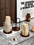 8oz, 3.35in Wood Bathroom Cup Holder Stylish Walnut Disposable Cup Dispenser, Plastic Mouthwash Cup Storage Organizer