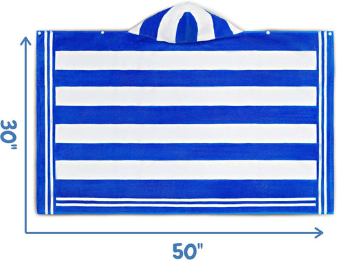 3-10 30"x50" 100% Premium Large Hooded Beach Towel for Kids Aged | Drawstring Carry Bag Included | Size | Classic