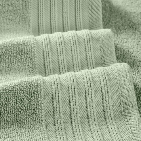 6-Piece 100% Set Modern Threads Combed Cotton Yarn Dyed Diamond Gate Jacquard Towel Seafoam