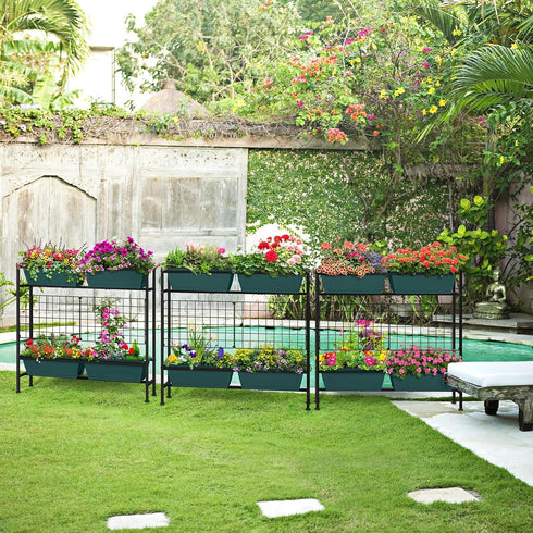 32" OYEAL Raised Garden Bed with Legs & & Trellis Tall Vertical Herb Garden Planter Indoor Outdoor Elevated Flower Beds