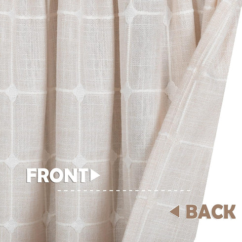 Shunjie.Home 2 Pack Farmhouse Plaid Valances for Windows, Beige, 52" x 18" for Kitchen, Bedroom, Bathroom