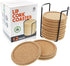 12 Set Cork Coasters with Lip for Drinks, 4 Inch Thick Rustic Saucer with Metal Holder, Heat & Water Resistant