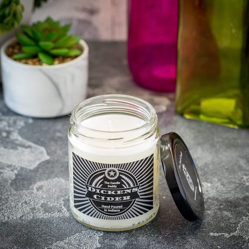 Dickens Cider - Funny Apple Bourbon Cider Scented Jar Candle, Fall, 6 Ounce, 40 Hour Burn
