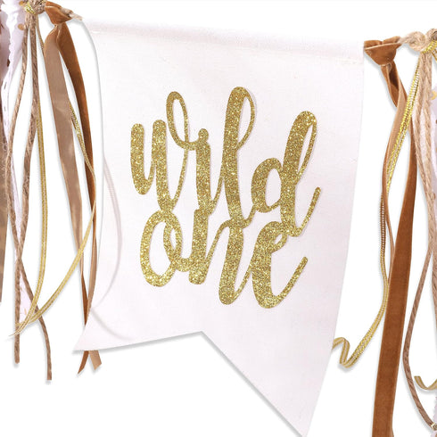 LINGANA 1st Wild One High Chair Banner - Cheetah Birthday Decorations,Wild Animal Print Fabric Banner,First Cheetah