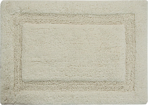 Bath Rug 100% Soft Cotton, 34x21 Inch, Latex Non-Skid Backing, Solid Ivory Color