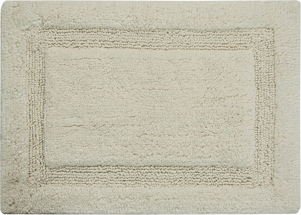 Bath Rug 100% Soft Cotton, 34x21 Inch, Latex Non-Skid Backing, Solid Ivory Color