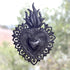 Sacred Heart Flaming Heart Religious Folk Art - Spiritual Home Decor, Haitian Metal Wall Art, 7.25 X 10.25 Inches